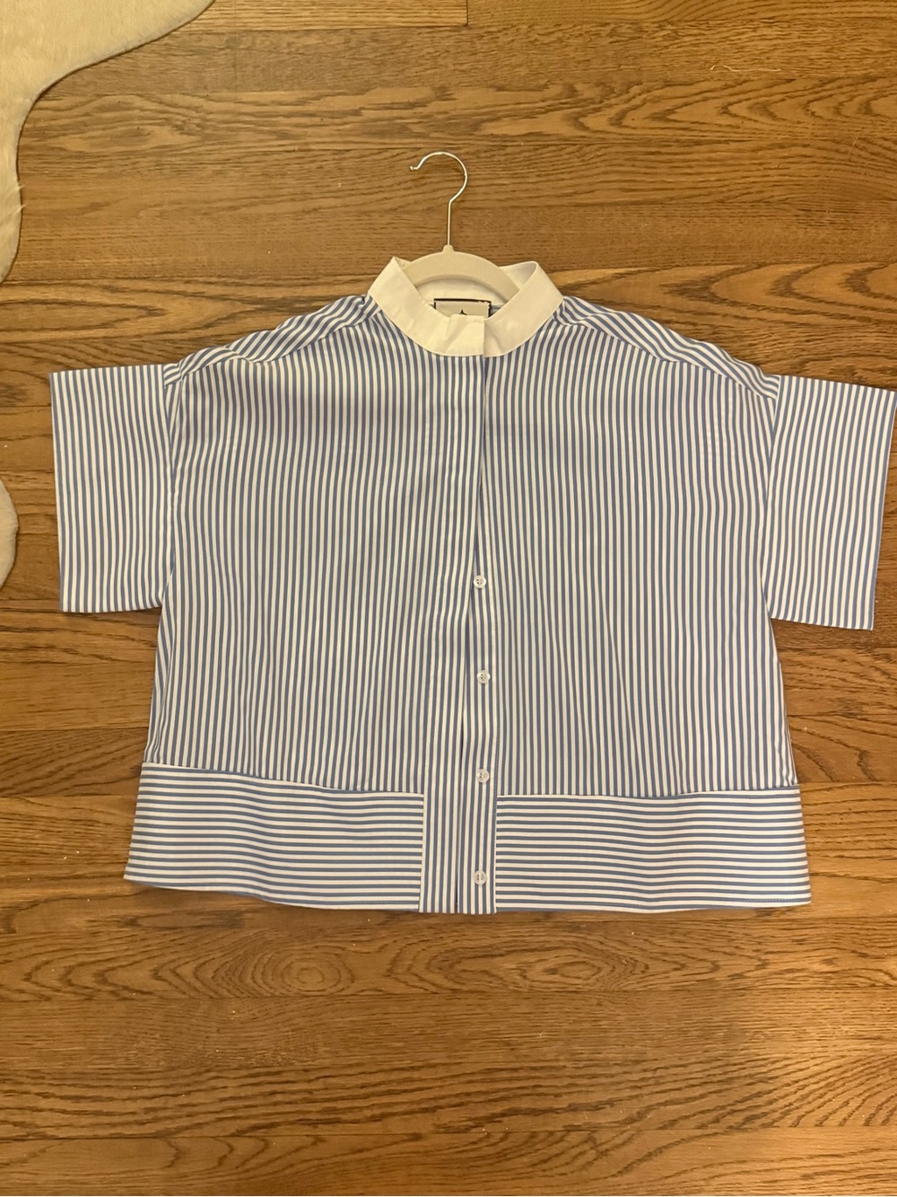Tuckernuck Blue & White Striped Button-Up Blouse